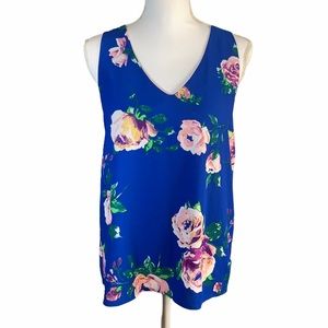 Everly Floral Ruffle Back Tank with Liner Size MED